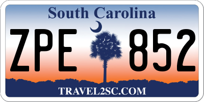 SC license plate ZPE852