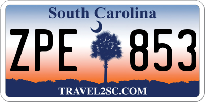 SC license plate ZPE853