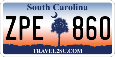 SC license plate ZPE860