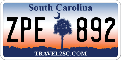SC license plate ZPE892