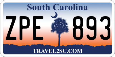 SC license plate ZPE893
