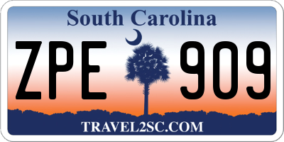 SC license plate ZPE909