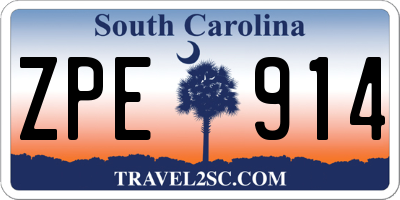 SC license plate ZPE914