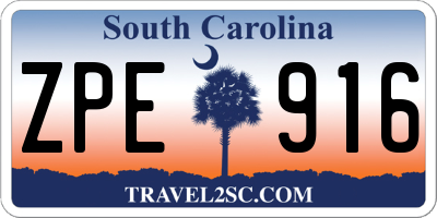 SC license plate ZPE916
