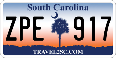 SC license plate ZPE917