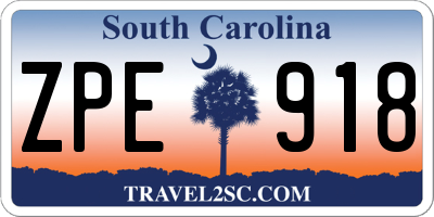 SC license plate ZPE918