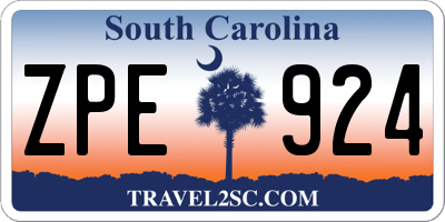 SC license plate ZPE924