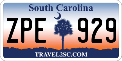 SC license plate ZPE929