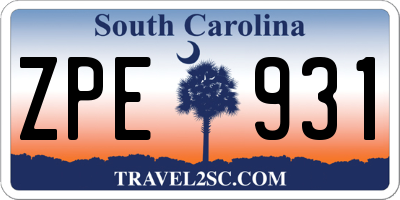 SC license plate ZPE931