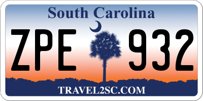 SC license plate ZPE932