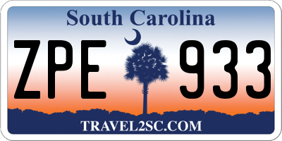 SC license plate ZPE933