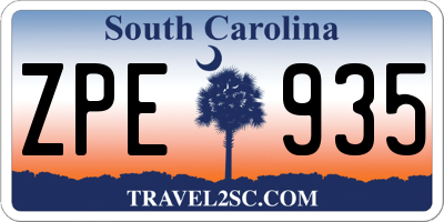 SC license plate ZPE935