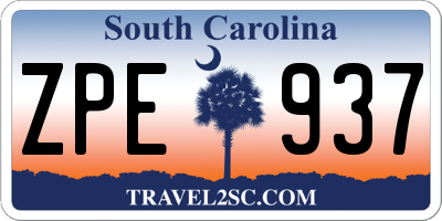 SC license plate ZPE937