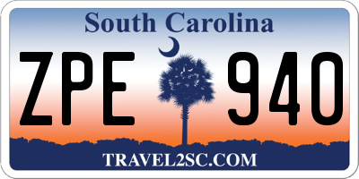 SC license plate ZPE940