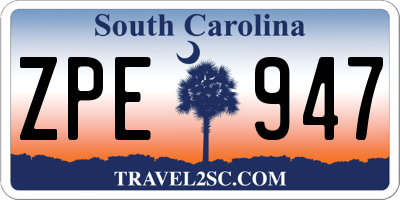 SC license plate ZPE947