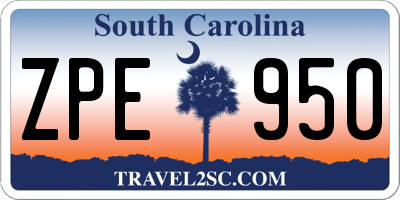 SC license plate ZPE950
