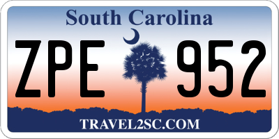 SC license plate ZPE952