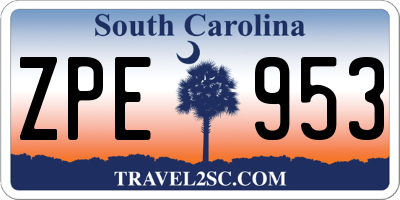 SC license plate ZPE953