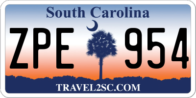 SC license plate ZPE954