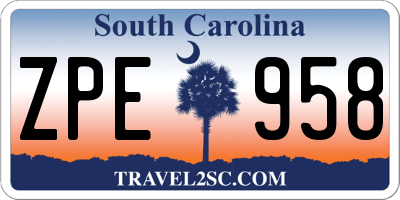 SC license plate ZPE958
