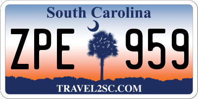 SC license plate ZPE959