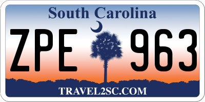 SC license plate ZPE963