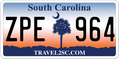 SC license plate ZPE964