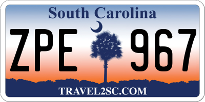 SC license plate ZPE967