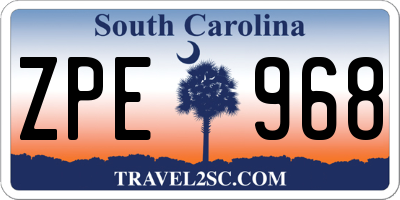 SC license plate ZPE968