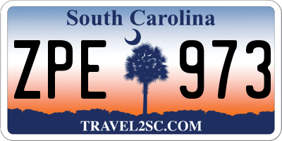 SC license plate ZPE973