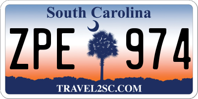 SC license plate ZPE974