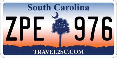 SC license plate ZPE976