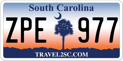 SC license plate ZPE977