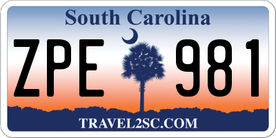 SC license plate ZPE981