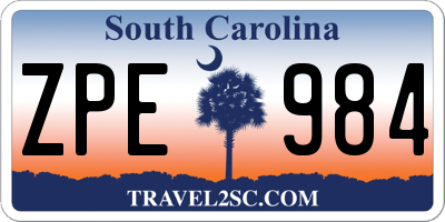 SC license plate ZPE984