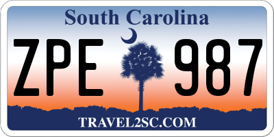 SC license plate ZPE987