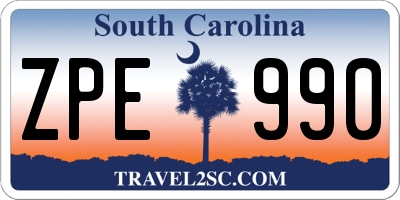SC license plate ZPE990