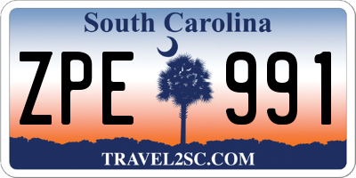SC license plate ZPE991
