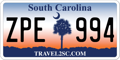 SC license plate ZPE994