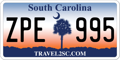 SC license plate ZPE995