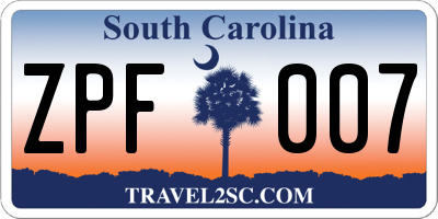 SC license plate ZPF007