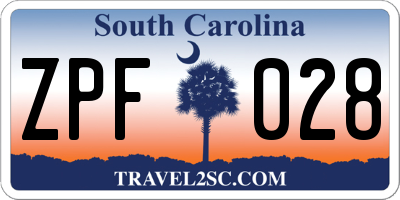 SC license plate ZPF028