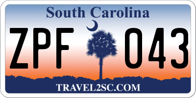 SC license plate ZPF043