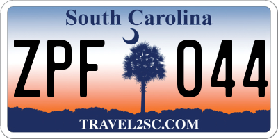 SC license plate ZPF044