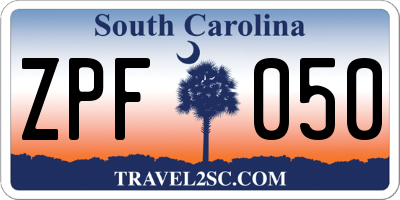 SC license plate ZPF050