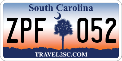SC license plate ZPF052