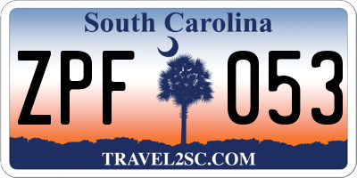 SC license plate ZPF053