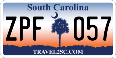 SC license plate ZPF057