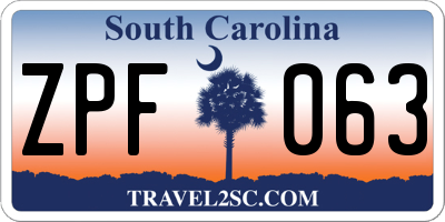 SC license plate ZPF063