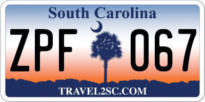 SC license plate ZPF067